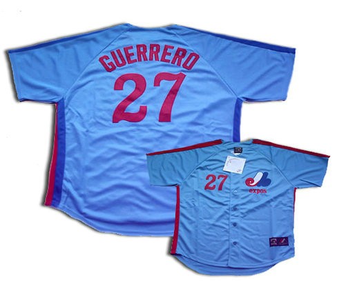 Fashionable and discount Montreal Expos 27 Vladimir Guerrero Blue MLB Jersey